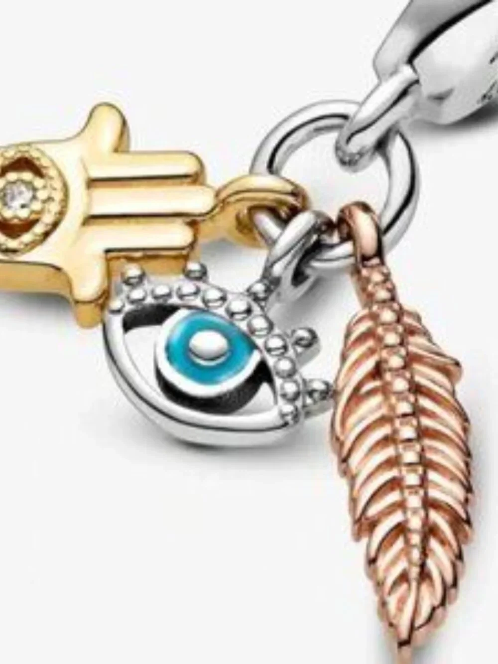 Pandora Hamsa All-seeing Eye & Feather Spirituality Dangle Charm